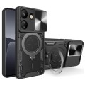 For Xiaomi Redmi 13C 4G CD Texture Sliding Camshield Magnetic Holder Phone Case(Black)