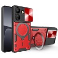For Xiaomi Redmi 13C 4G CD Texture Sliding Camshield Magnetic Holder Phone Case(Red)
