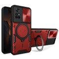 For Xiaomi Poco M4 Pro 4G CD Texture Sliding Camshield Magnetic Holder Phone Case(Red)