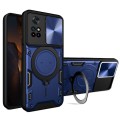 For Xiaomi Poco M4 Pro 4G CD Texture Sliding Camshield Magnetic Holder Phone Case(Blue)