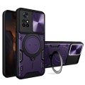 For Xiaomi Poco M4 Pro 4G CD Texture Sliding Camshield Magnetic Holder Phone Case(Purple)