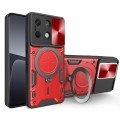 For Xiaomi Redmi Note 13 5G CD Texture Sliding Camshield Magnetic Holder Phone Case(Red)