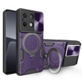 For Xiaomi Redmi Note 13 5G CD Texture Sliding Camshield Magnetic Holder Phone Case(Purple)