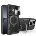 For Xiaomi Redmi 13C 5G Global CD Texture Sliding Camshield Magnetic Holder Phone Case(Black)