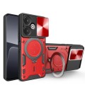 For Xiaomi Redmi 13C 5G Global CD Texture Sliding Camshield Magnetic Holder Phone Case(Red)