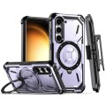 For Samsung Galaxy S23 5G Armor Series Holder Phone Case with Back Clip(Purple)