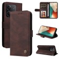 For Xiaomi Redmi Note13 5G Global Skin Feel Life Tree Metal Button Leather Phone Case(Brown)