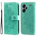 For Xiaomi Redmi Note13 Pro+ 5G Global 7-petal Flowers Embossing Leather Phone Case(Green)
