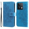 For Xiaomi Redmi Note13 5G Global 7-petal Flowers Embossing Leather Phone Case(Blue)