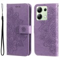 For Xiaomi Redmi Note13 4G 7-petal Flowers Embossing Leather Phone Case(Light Purple)