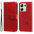 For Xiaomi Redmi Note13 4G 7-petal Flowers Embossing Leather Phone Case(Red)