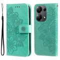 For Xiaomi Redmi Note13 Pro 4G Global/Poco M6 Pro 4G 7-petal Flowers Embossing Leather Phone Case(Gr