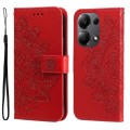 For Xiaomi Redmi Note13 Pro 4G Global/Poco M6 Pro 4G 7-petal Flowers Embossing Leather Phone Case(Re