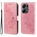 For Xiaomi Redmi Note13 Pro 4G Global/Poco M6 Pro 4G 7-petal Flowers Embossing Leather Phone Case(Ro