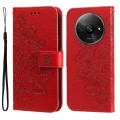 For Xiaomi Redmi A3 7-petal Flowers Embossing Leather Phone Case(Red)