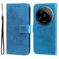 For Xiaomi 14 Ultra 7-petal Flowers Embossing Leather Phone Case(Blue)