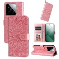 For Xiaomi 14 Embossed Sunflower Leather Phone Case(Rose Gold)