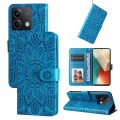 For Xiaomi Redmi Note13 5G Global Embossed Sunflower Leather Phone Case(Blue)