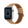 Embossed Line Genuine Leather Watch Band For Apple Watch Ultra 49mm(Khaki)