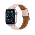 Embossed Line Genuine Leather Watch Band For Apple Watch 8 45mm(Pink)
