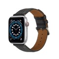 Embossed Line Genuine Leather Watch Band For Apple Watch SE 44mm(Black)