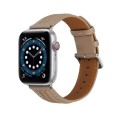 Embossed Line Genuine Leather Watch Band For Apple Watch 5 40mm(Milky Brown)