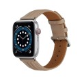 Embossed Line Genuine Leather Watch Band For Apple Watch SE 2023 44mm(Milky Brown)