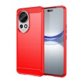 For Huawei nova 12 Ultra Brushed Texture Carbon Fiber TPU Phone Case(Red)