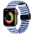 Magnetic Fold Clasp Woven Watch Band For Apple Watch Ultra 49mm(Blue White)
