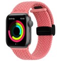 Magnetic Fold Clasp Woven Watch Band For Apple Watch 8 45mm(Pink)