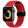 Magnetic Fold Clasp Woven Watch Band For Apple Watch SE 44mm(Red)