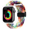 Magnetic Fold Clasp Woven Watch Band For Apple Watch 5 44mm(Rainbow Color)