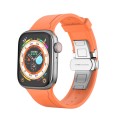 Metal Butterfly Buckle Silicone Watch Band For Apple Watch 8 41mm(Orange)