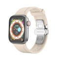 Metal Butterfly Buckle Silicone Watch Band For Apple Watch SE 2023 40mm(Starlight Color)