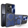 For OPPO Reno11 5G Global CD Texture Sliding Camshield Magnetic Holder Phone Case(Blue)