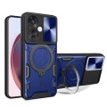 For OPPO Reno11 F 5G Global CD Texture Sliding Camshield Magnetic Holder Phone Case(Blue)