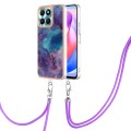 For Honor X6a Electroplating Marble Dual-side IMD Phone Case with Lanyard(Purple 016)