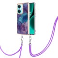 For OnePlus Nord CE3 Electroplating Marble Dual-side IMD Phone Case with Lanyard(Purple 016)