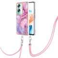 For OPPO A79 5G Global Electroplating Marble Dual-side IMD Phone Case with Lanyard(Pink 013)