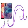 For Samsung Galaxy A04E Electroplating Marble Dual-side IMD Phone Case with Lanyard(Purple 016)