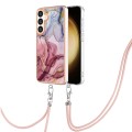 For Samsung Galaxy S24+ 5G Electroplating Marble Dual-side IMD Phone Case with Lanyard(Rose Red 014)