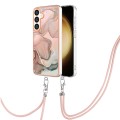 For Samsung Galaxy S24+ 5G Electroplating Marble Dual-side IMD Phone Case with Lanyard(Rose Gold 015