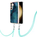 For Samsung Galaxy S24 5G Electroplating Marble Dual-side IMD Phone Case with Lanyard(Green 017)
