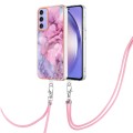 For Samsung Galaxy A15 5G Electroplating Marble Dual-side IMD Phone Case with Lanyard(Pink 013)