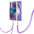 For Samsung Galaxy A15 5G Electroplating Marble Dual-side IMD Phone Case with Lanyard(Purple 016)