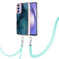 For Samsung Galaxy A15 5G Electroplating Marble Dual-side IMD Phone Case with Lanyard(Green 017)