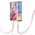 For Samsung Galaxy A05s Electroplating Marble Dual-side IMD Phone Case with Lanyard(Rose Red 014)