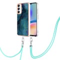 For Samsung Galaxy A05s Electroplating Marble Dual-side IMD Phone Case with Lanyard(Green 017)