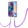 For Samsung Galaxy A25 5G Electroplating Marble Dual-side IMD Phone Case with Lanyard(Purple 016)