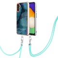 For Samsung Galaxy A55 Electroplating Marble Dual-side IMD Phone Case with Lanyard(Green 017)